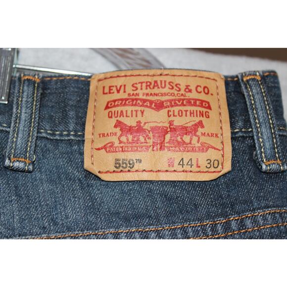 Levi's 559 Relaxed Straight 44X30 Jeans Classic Denim Dark‎ Wash - Picture 3 of 8